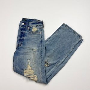 Women’s Wild Fable Highest Rise Distressed Straight Leg Denim Blue Jeans Size 00